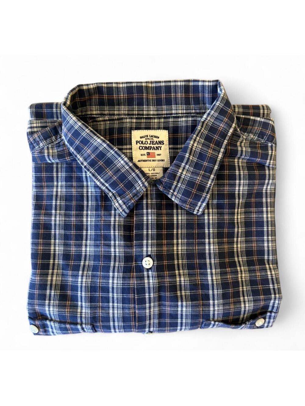 Vintage Polo Jeans Co Ralph Lauren Plaid Shirt Men’s Large Cotton